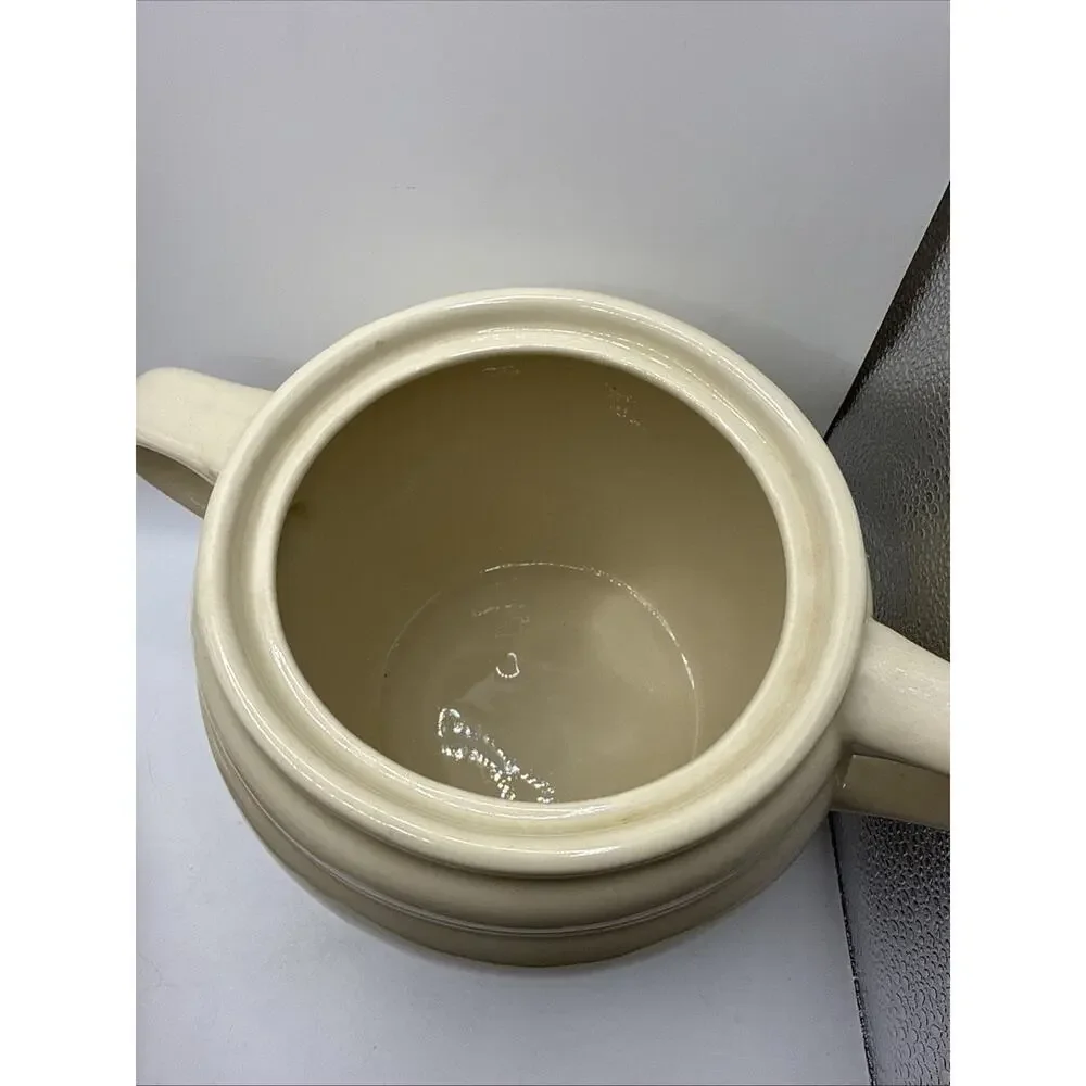 Vtg Roseville Friendship Pottery Bean Crock Pot / Cookie Jar 3 Qt. Blue Stripe